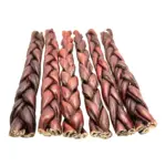 12"- Braided LIVER GLAZED Beef Collagen Stick - Bown (10pc) - Image 2
