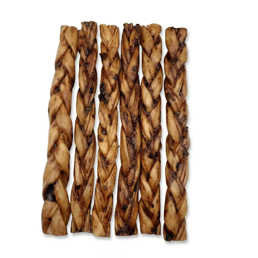 12 Braided LIVER GLAZED - Natural 12"- Braided LIVER GLAZED Beef Collagen Stick - Natural (10pc) - Image 1
