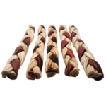 12"- Braided Beef Collagen Stick Brown/Natural (10 pc) - Image 2