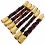 12" - Braided Beef Collagen Stick - Brown - Wrapped Ends (10 pc) - Image 5