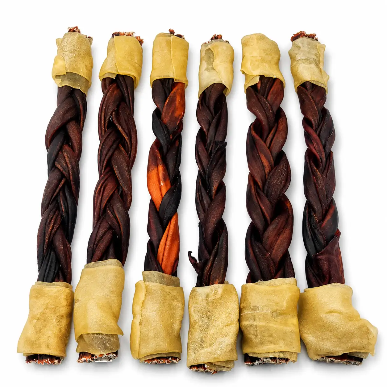 12 collagen with wrapped ends 2 12" - Braided Beef Collagen Stick - Brown - Wrapped Ends (10 pc) - Image 1