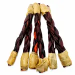 12" - Braided Beef Collagen Stick - Brown - Wrapped Ends (10 pc) - Image 2