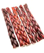 12"- Braided LIVER GLAZED Beef Collagen Stick - Bown (10pc) - Image 3