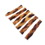 6"- Braided Beef Collagen Stick Brown/Natural (20pc) - Image 2