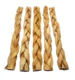 IMPERFECT COLOR -12" - Braided Beef Collagen Stick - Natural (10pc)