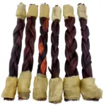 12" - Braided Beef Collagen Stick - Brown - Wrapped Ends (10 pc)