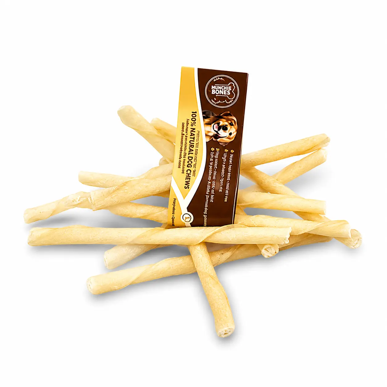 5 inch Thin Twisted Beef Collagen Stick - Natural 2 5"- Thin Twisted Beef Collagen Stick - Natural (1kg~200pc) - Image 1