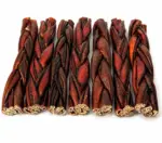 6"- Braided LIVER GLAZED Beef Collagen Stick - Brown (20pc) - Image 3
