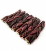 6"- Braided LIVER GLAZED Beef Collagen Stick - Brown (20pc) - Image 4
