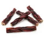 6"- Braided LIVER GLAZED Beef Collagen Stick - Brown (20pc) - Image 2