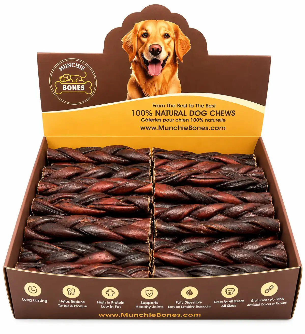 6 Braided LIVER GLAZED - Brown 6"- Braided LIVER GLAZED Beef Collagen Stick - Brown (20pc) - Image 1