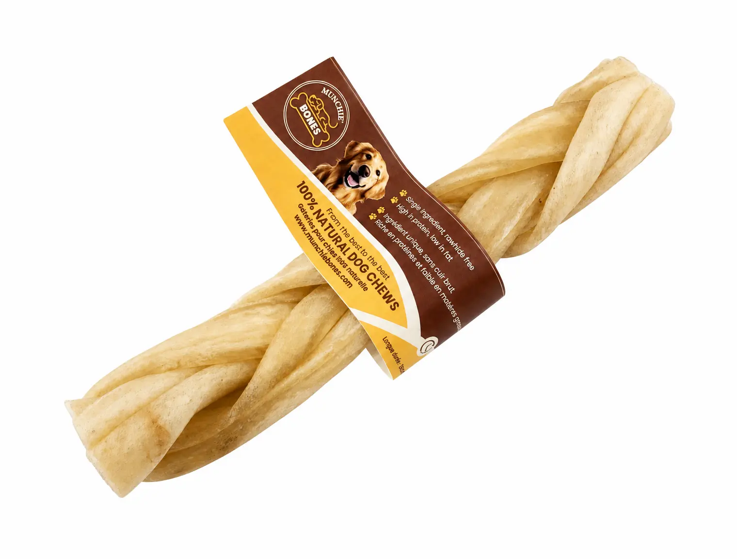 6 Collagen Stick - Braided -Natural 5 6"- Braided Beef Collagen Stick - Natural (20pc) - Image 1