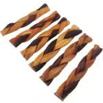 6"- Braided Beef Collagen Stick Brown/Natural (20pc) - Image 4
