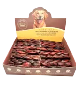 6"- Braided LIVER GLAZED Beef Collagen Stick - Brown (20pc)