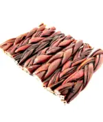 6"- Braided LIVER GLAZED Beef Collagen Stick - Brown (20pc) - Image 4