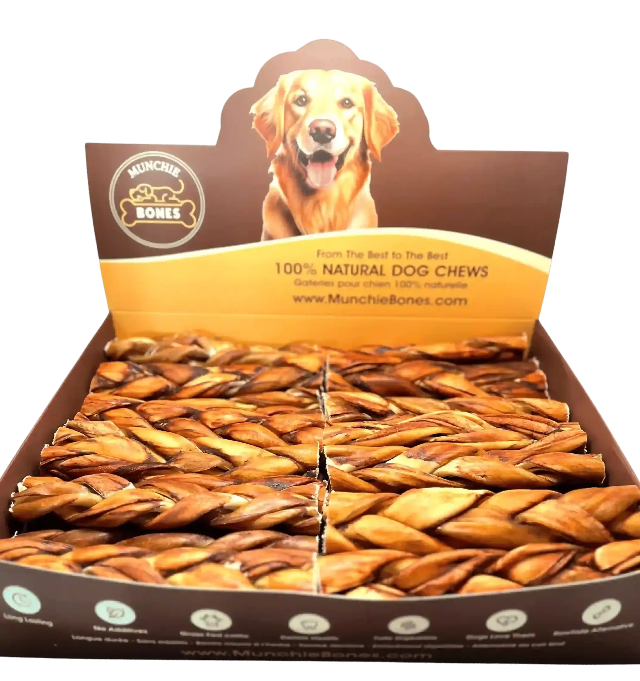 6 inch Natural Braided - Liver Glazed 6 6"- Braided LIVER GLAZED Beef Collagen Stick - Natural (20pc) - Image 1