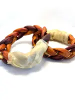 6"- JUMBO Braided Beef Collagen Ring LIVER GLAZED- Brown-Natural (5 pack)
