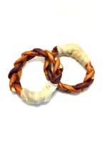 6"- JUMBO Braided Beef Collagen Ring LIVER GLAZED- Brown-Natural (5 pack) - Image 6