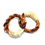 6"- JUMBO Braided Beef Collagen Ring LIVER GLAZED- Brown-Natural (5 pack)