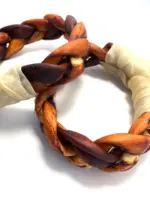 6"- JUMBO Braided Beef Collagen Ring LIVER GLAZED- Brown-Natural (5 pack) - Image 9