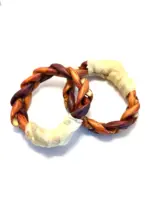 6"- JUMBO Braided Beef Collagen Ring LIVER GLAZED- Brown-Natural (5 pack) - Image 2