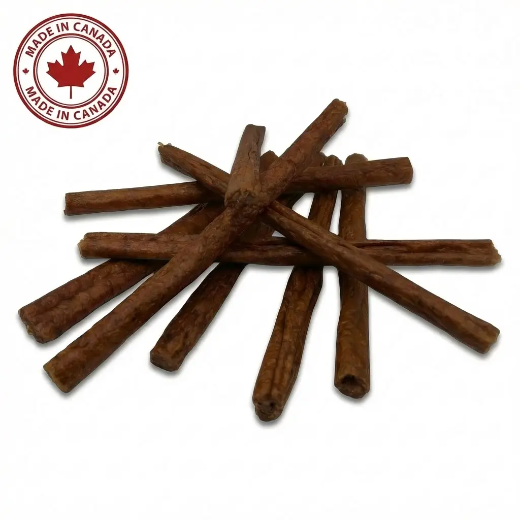 Pepperoni-2-Canada-left-1.webp Pepperoni Stick Dog Chew - 8” – Slow-Smoked Canadian Beef (40pc/pack ) - Image 1