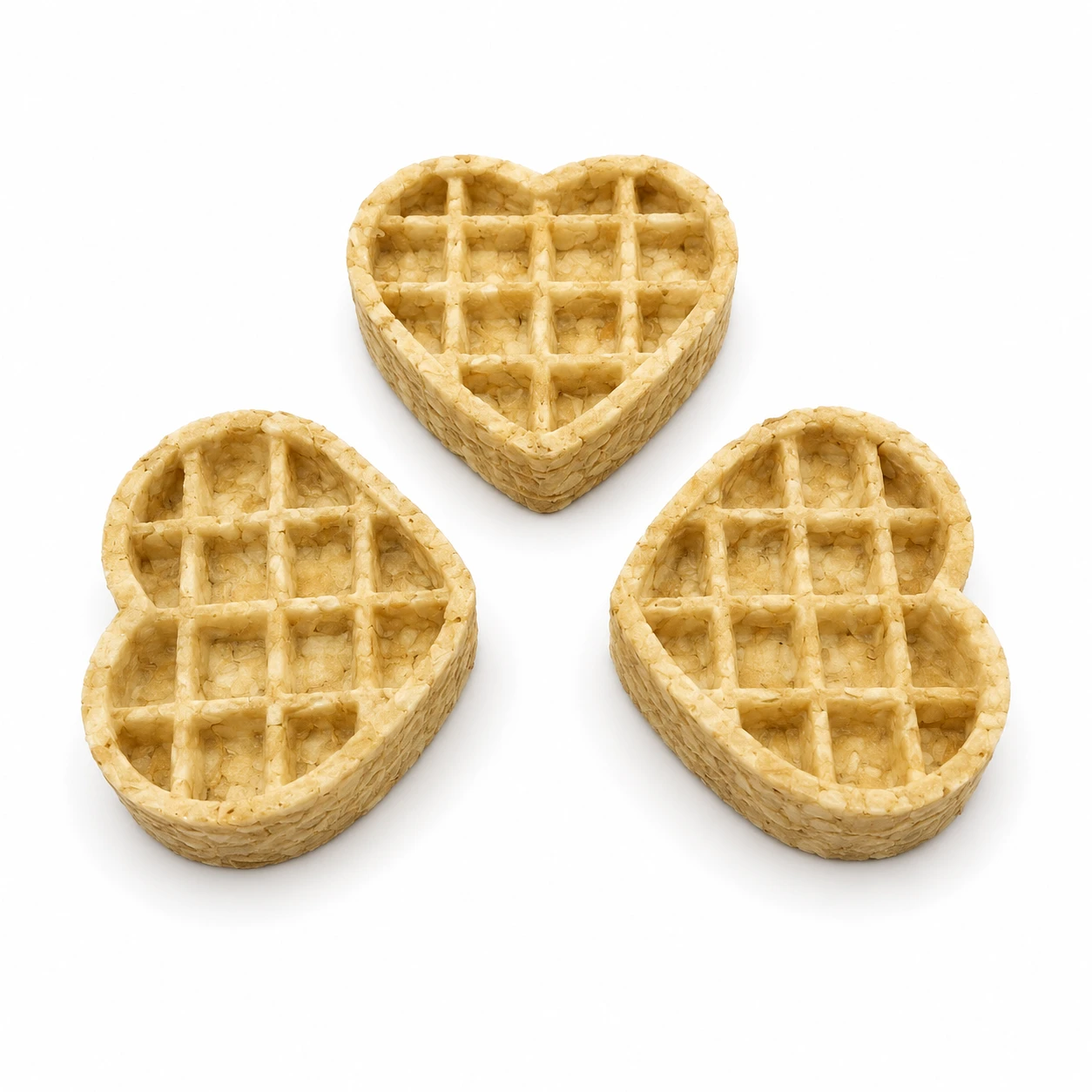 Heart Waffle - Natural - 3 inch 3" Buffalo Collagen Heart Waffle - Edible “Lick Mat” (10pc pack) - Image 1