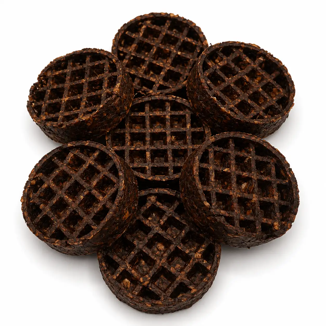 Waffle - Brown - 3 inch - 3 3" Buffalo Collagen Waffle - Edible “Lick Mat” - Brown (8pc pack) - Image 1