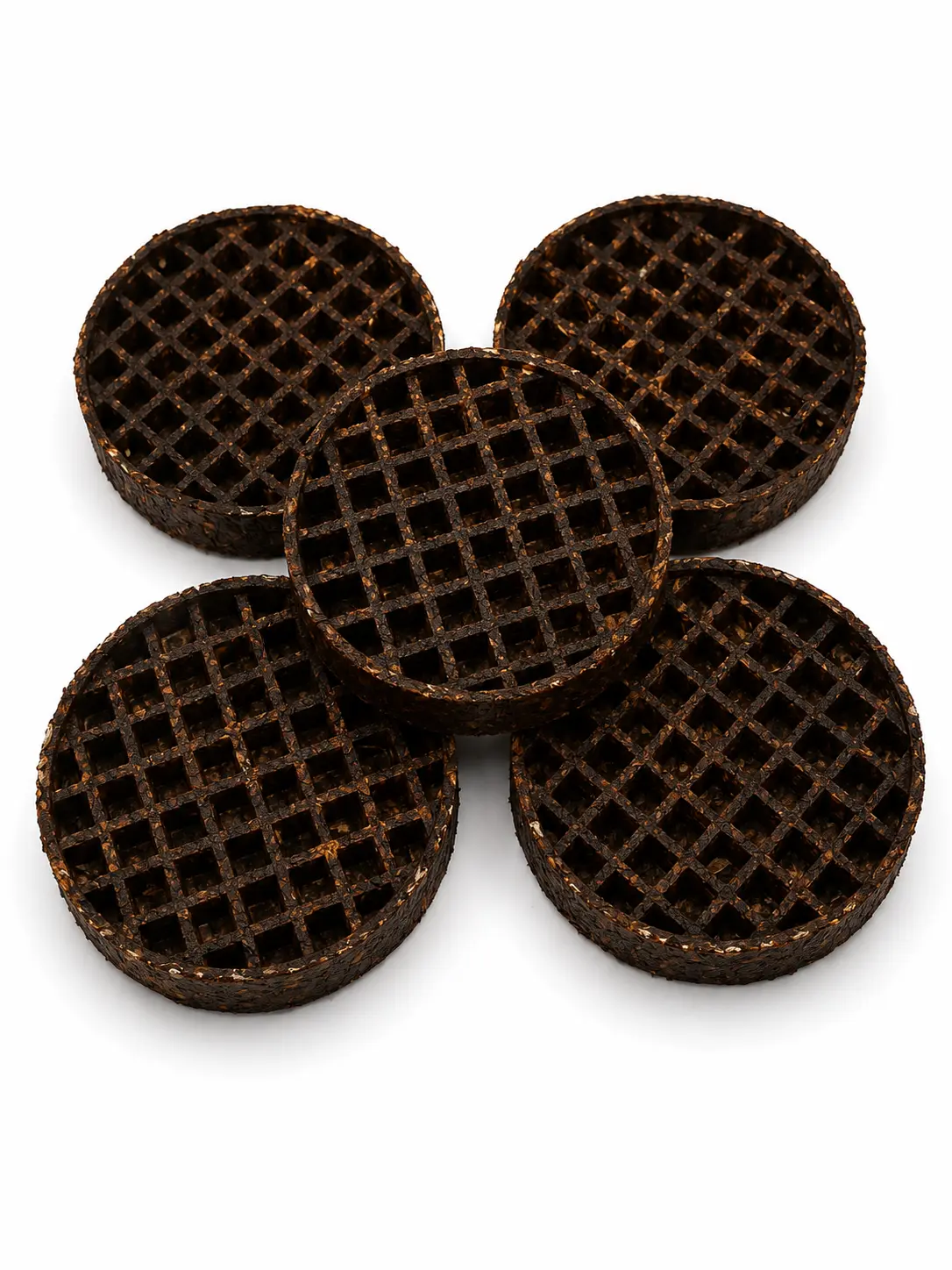 Waffle - Brown - 5 inch 6" Buffalo Collagen Waffle - Edible “Lick Mat” - Brown (4pc pack) - Image 1